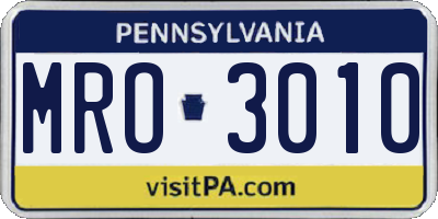 PA license plate MRO3010