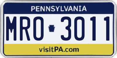 PA license plate MRO3011