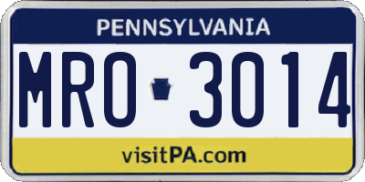 PA license plate MRO3014