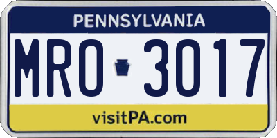 PA license plate MRO3017