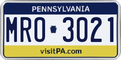 PA license plate MRO3021