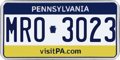 PA license plate MRO3023