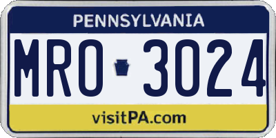 PA license plate MRO3024