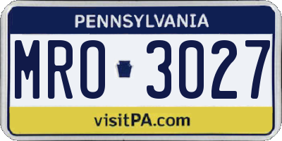 PA license plate MRO3027