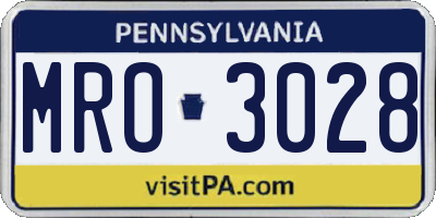 PA license plate MRO3028
