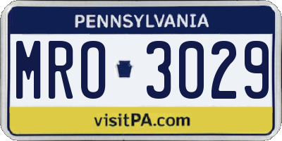PA license plate MRO3029