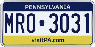 PA license plate MRO3031