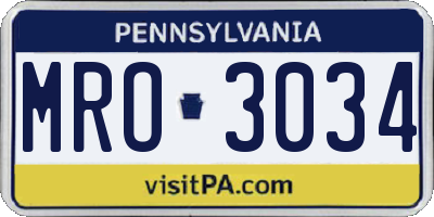 PA license plate MRO3034