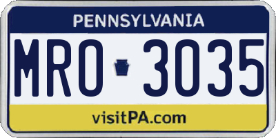PA license plate MRO3035