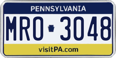 PA license plate MRO3048