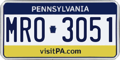 PA license plate MRO3051