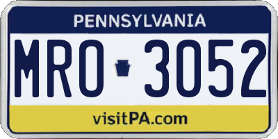 PA license plate MRO3052