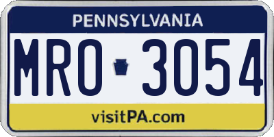 PA license plate MRO3054