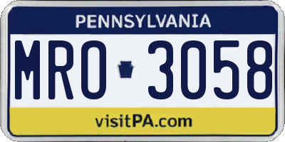 PA license plate MRO3058