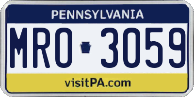 PA license plate MRO3059
