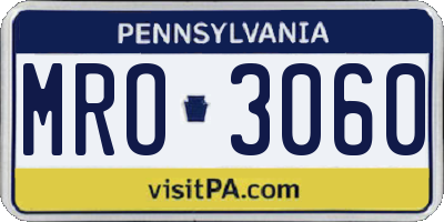PA license plate MRO3060