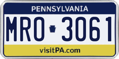 PA license plate MRO3061