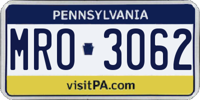 PA license plate MRO3062
