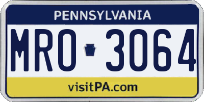PA license plate MRO3064