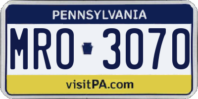 PA license plate MRO3070