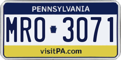 PA license plate MRO3071
