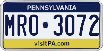 PA license plate MRO3072
