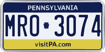PA license plate MRO3074