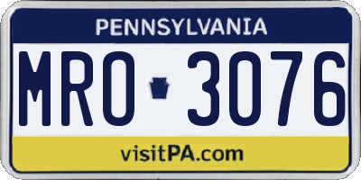 PA license plate MRO3076