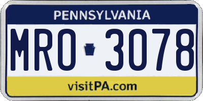 PA license plate MRO3078