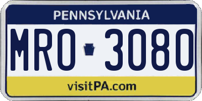 PA license plate MRO3080