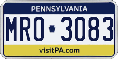 PA license plate MRO3083