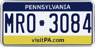 PA license plate MRO3084