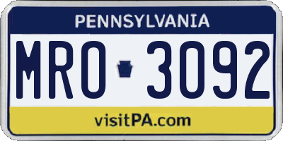 PA license plate MRO3092