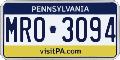PA license plate MRO3094