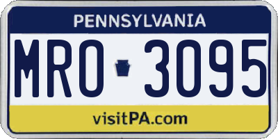 PA license plate MRO3095