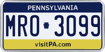 PA license plate MRO3099