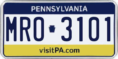 PA license plate MRO3101