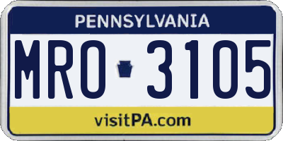 PA license plate MRO3105