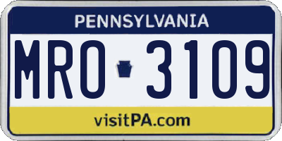 PA license plate MRO3109