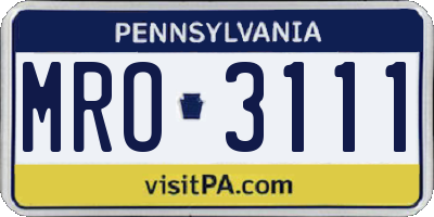PA license plate MRO3111