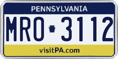 PA license plate MRO3112