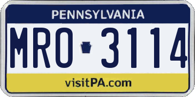 PA license plate MRO3114