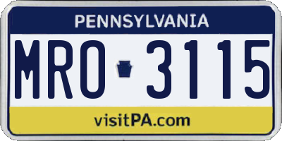 PA license plate MRO3115