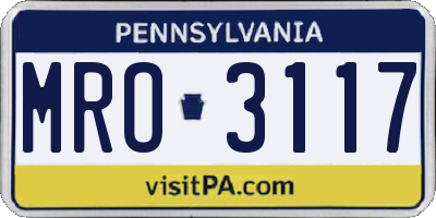PA license plate MRO3117