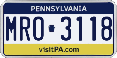 PA license plate MRO3118