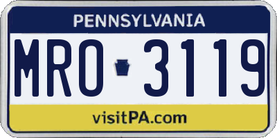 PA license plate MRO3119