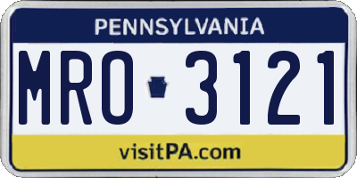 PA license plate MRO3121