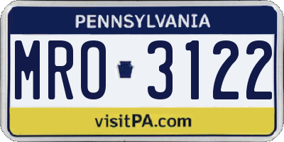 PA license plate MRO3122
