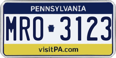 PA license plate MRO3123