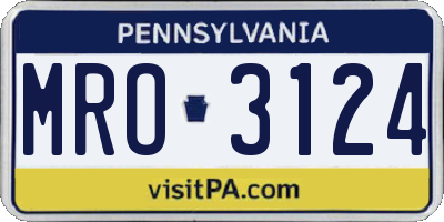 PA license plate MRO3124